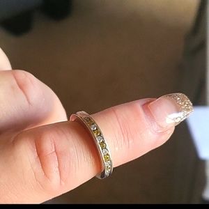 14 kt white gold white and yellow diamond anniversary band